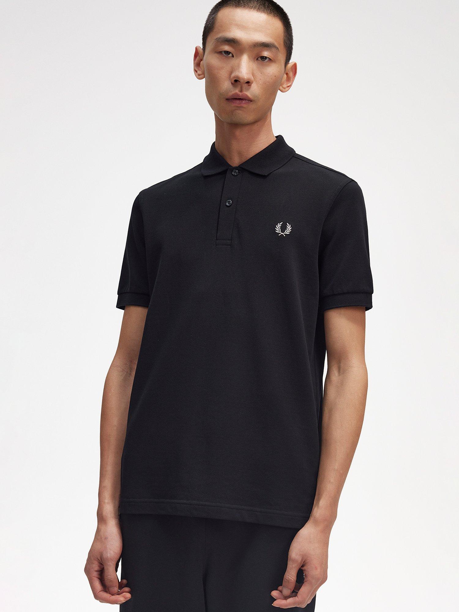 Fred Perry Plain Regular Fit Polo Shirt, Black/Chrome, S