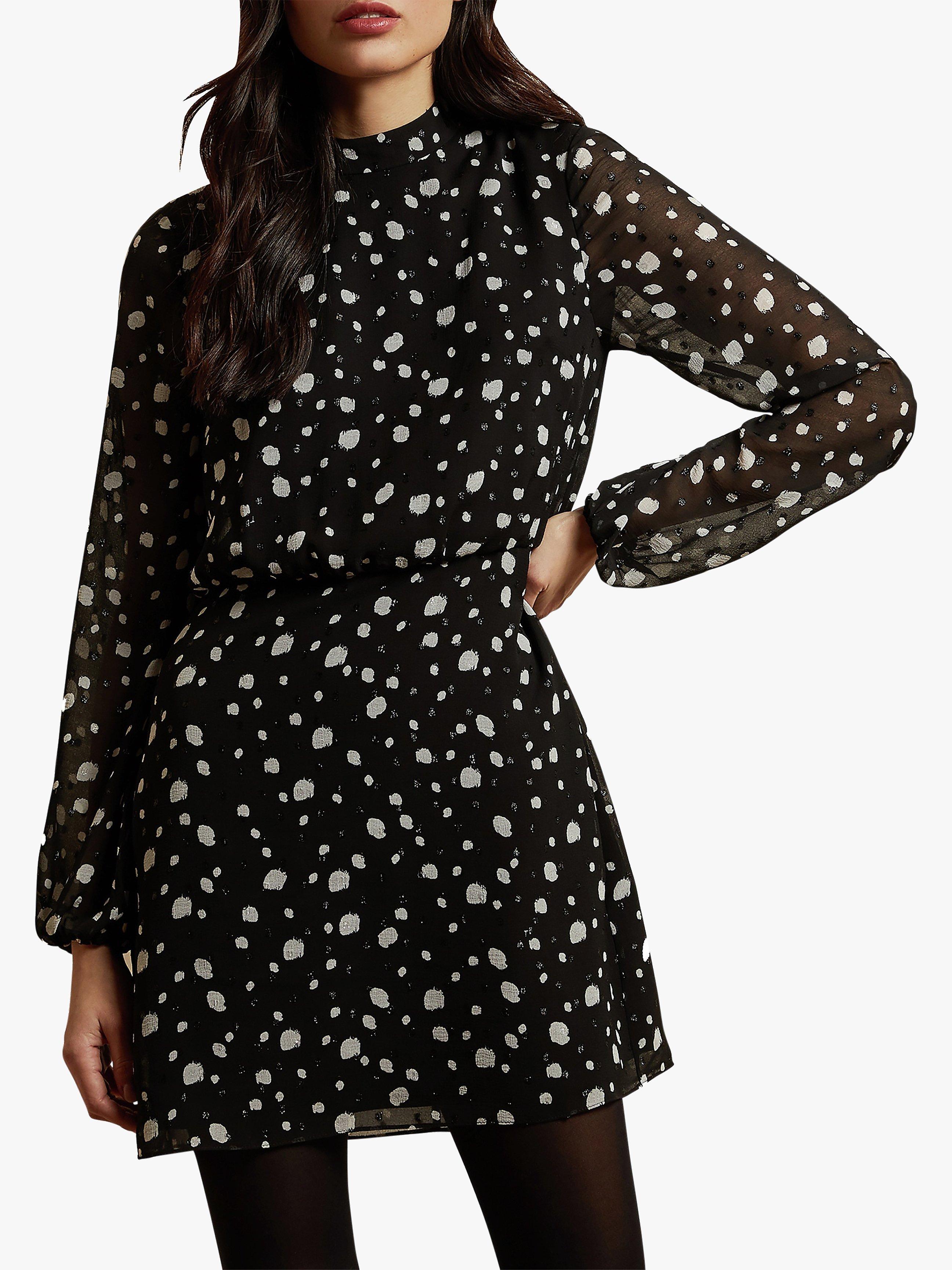 Ted Baker Floelle Spot Mini Dress, Black