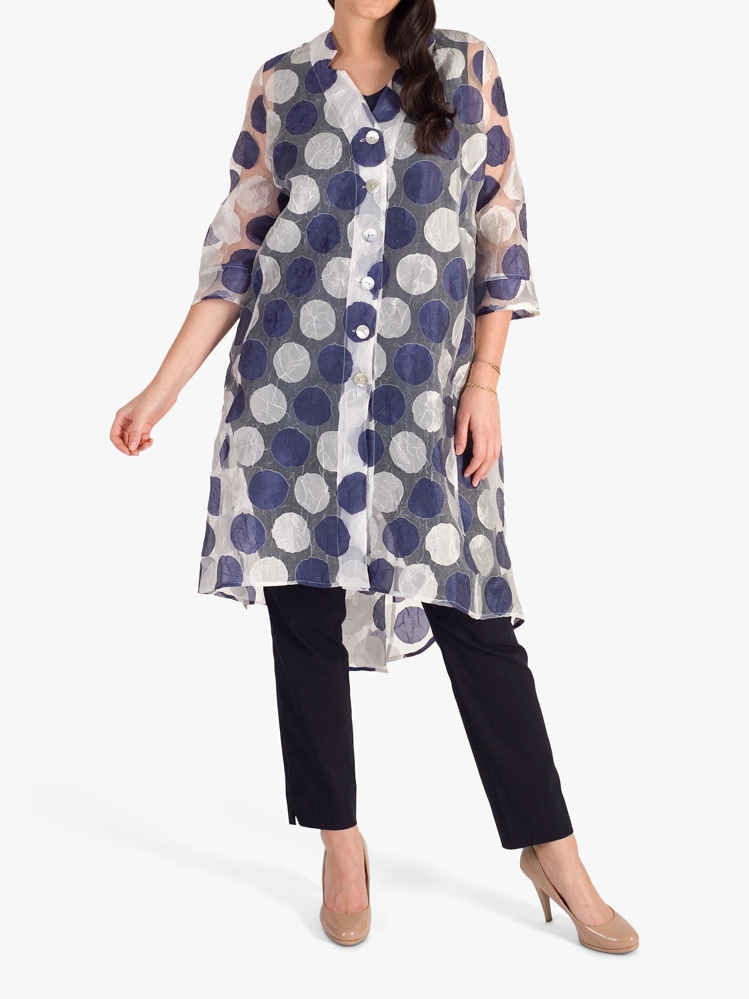 chesca Burnout Organza Long Coat, Ivory/Navy