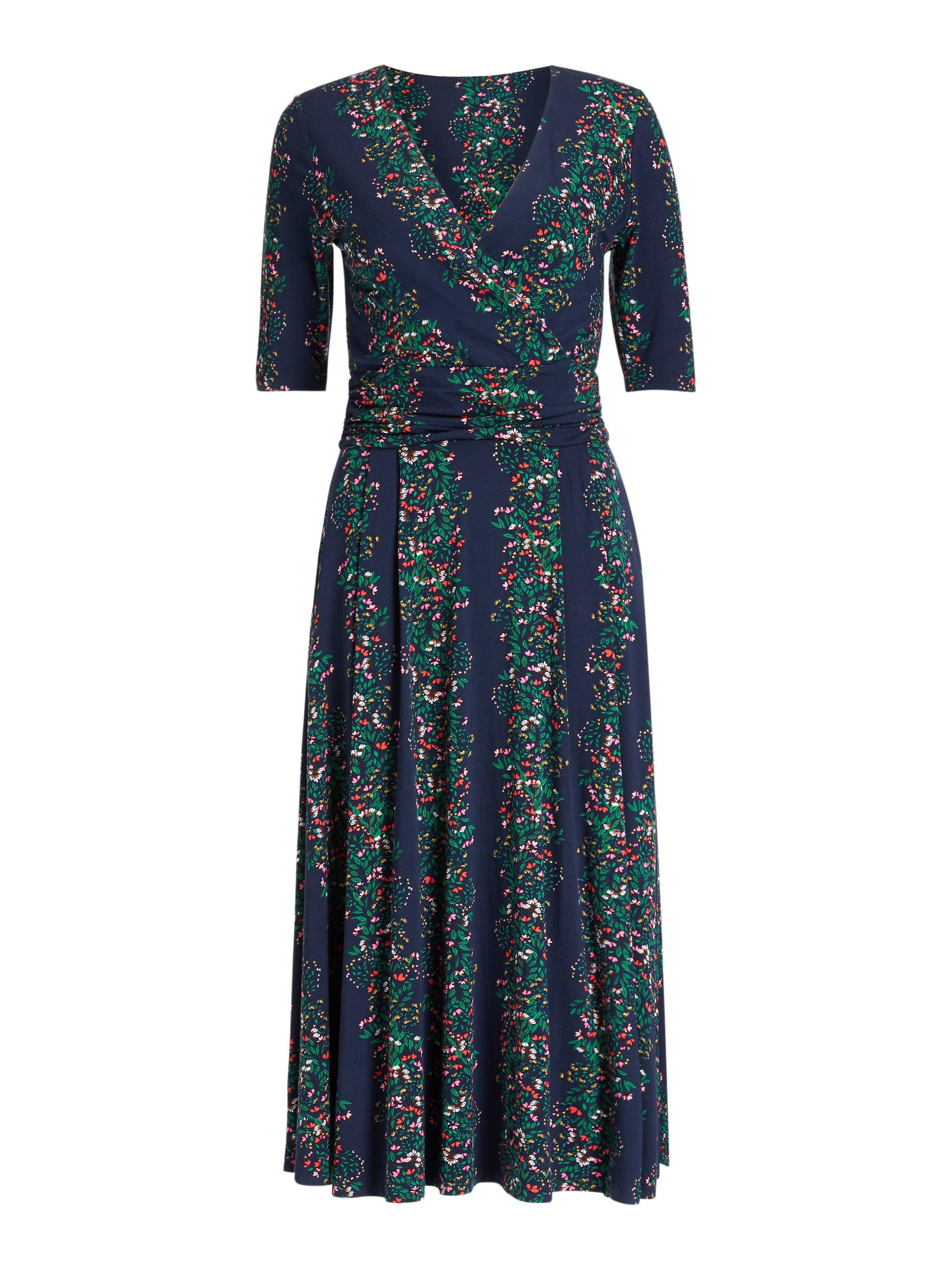 knee length dresses for ladies Kassidy Jersey Midi Dress-Navy, Scattered Brand Spot main image 1