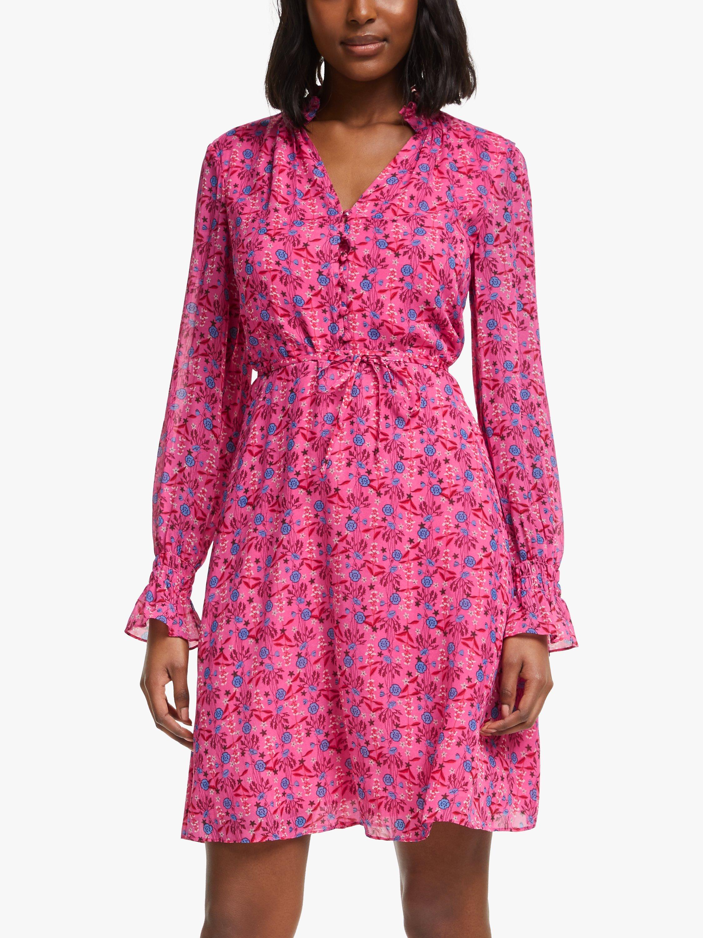 Boden Evangeline Floral Print Mini Dress, Bright Camellia