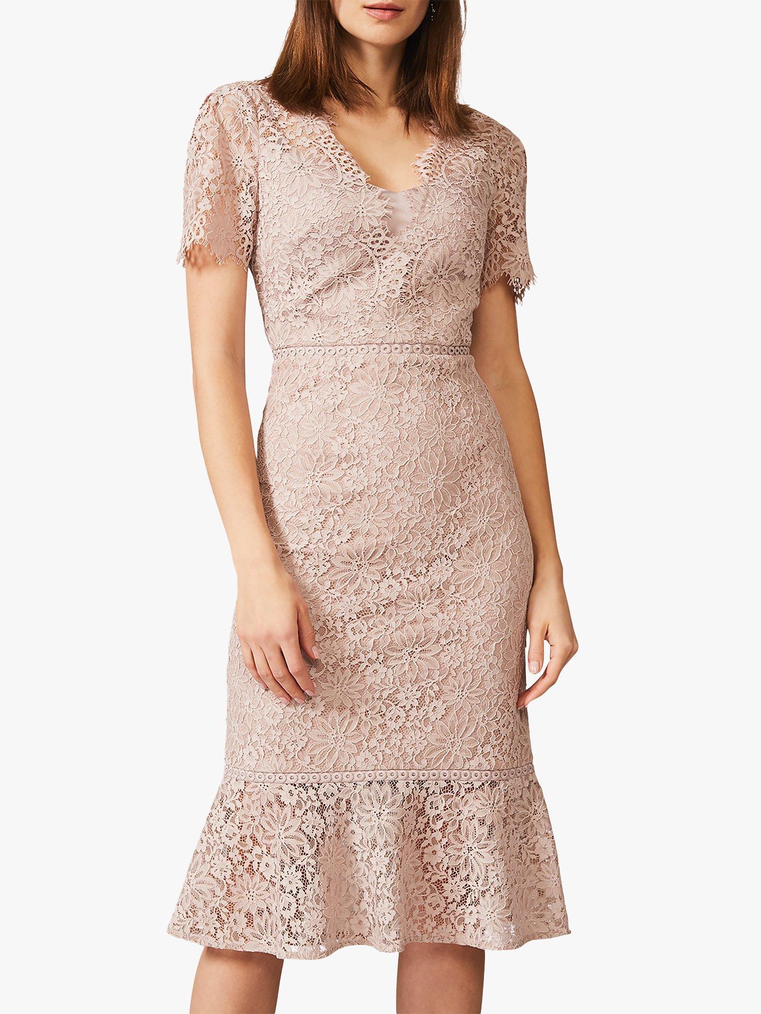 Phase Eight Lorella Floral Lace Dress, Taupe