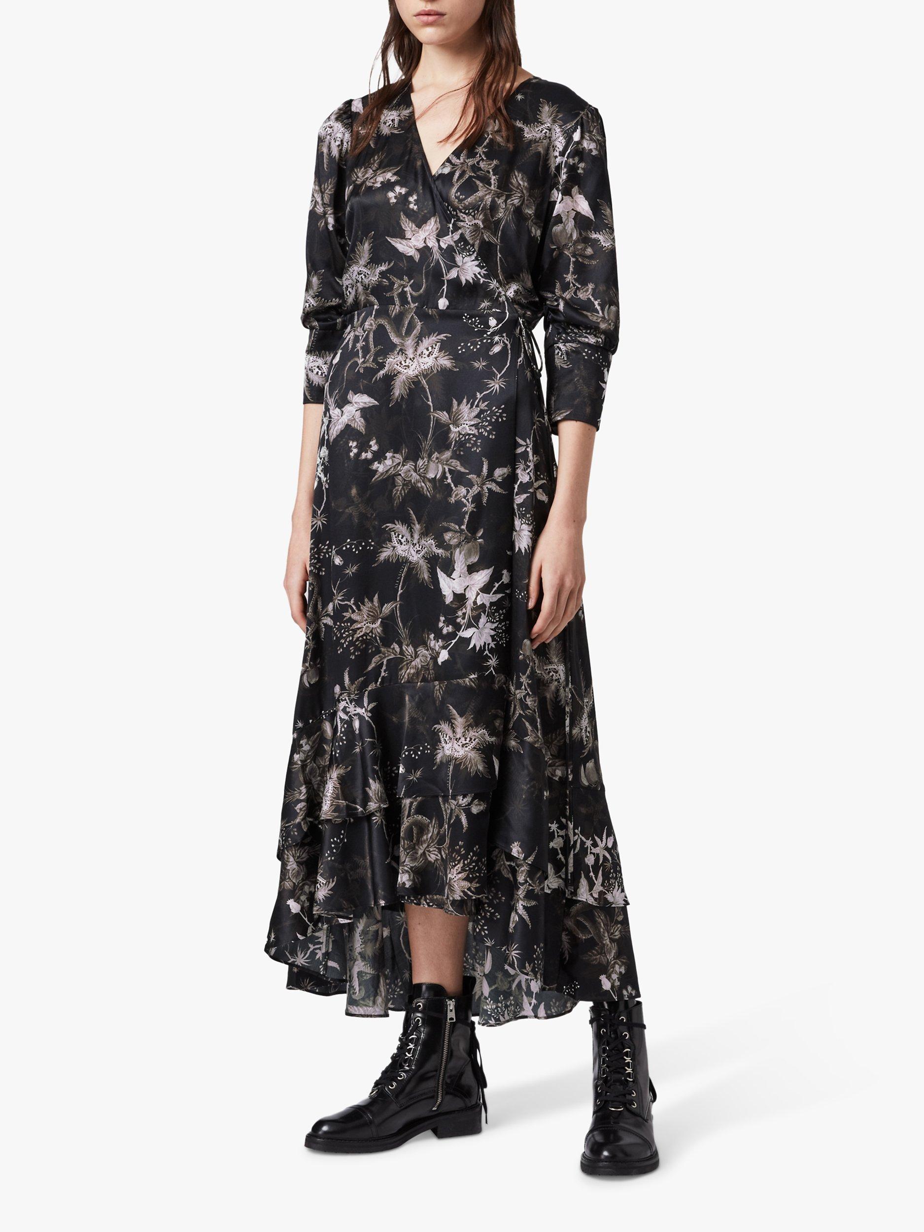 AllSaints Tage Evolution Silk Blend Dress, Black