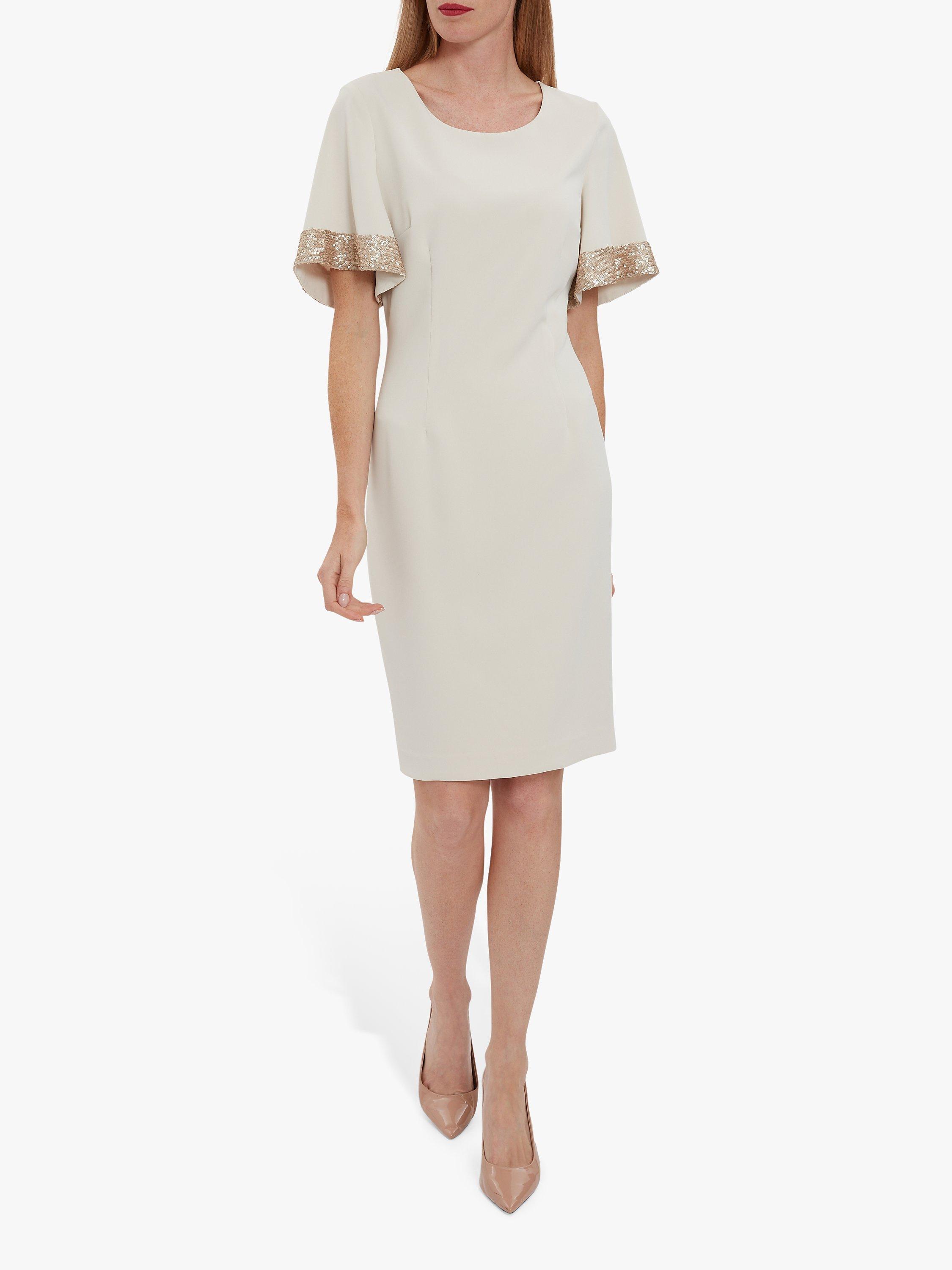 Gina Bacconi Arla Sequin Detail Dress, Buttercream, 20