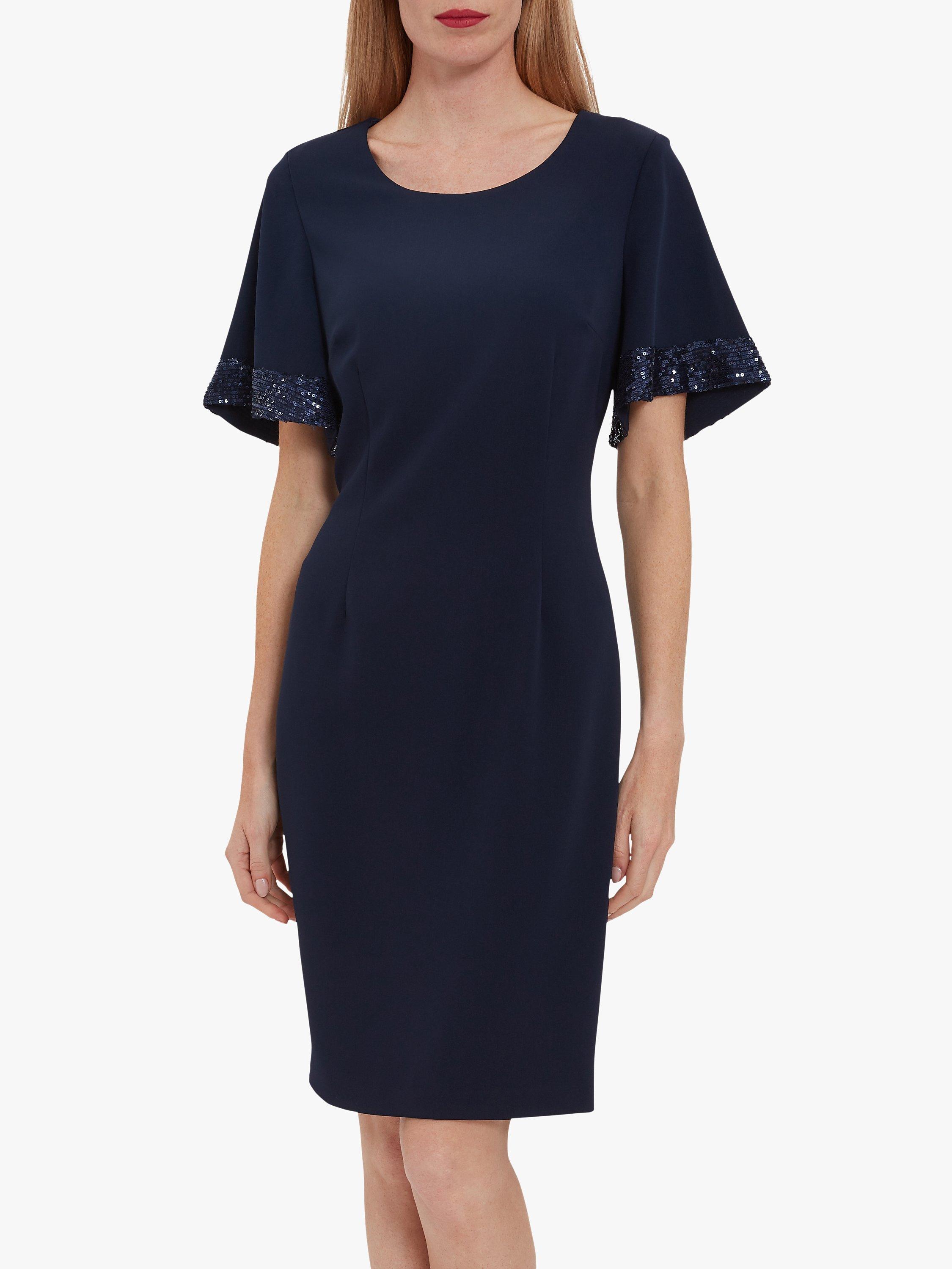Gina Bacconi Arla Sequin Detail Dress, Spring Navy, 20