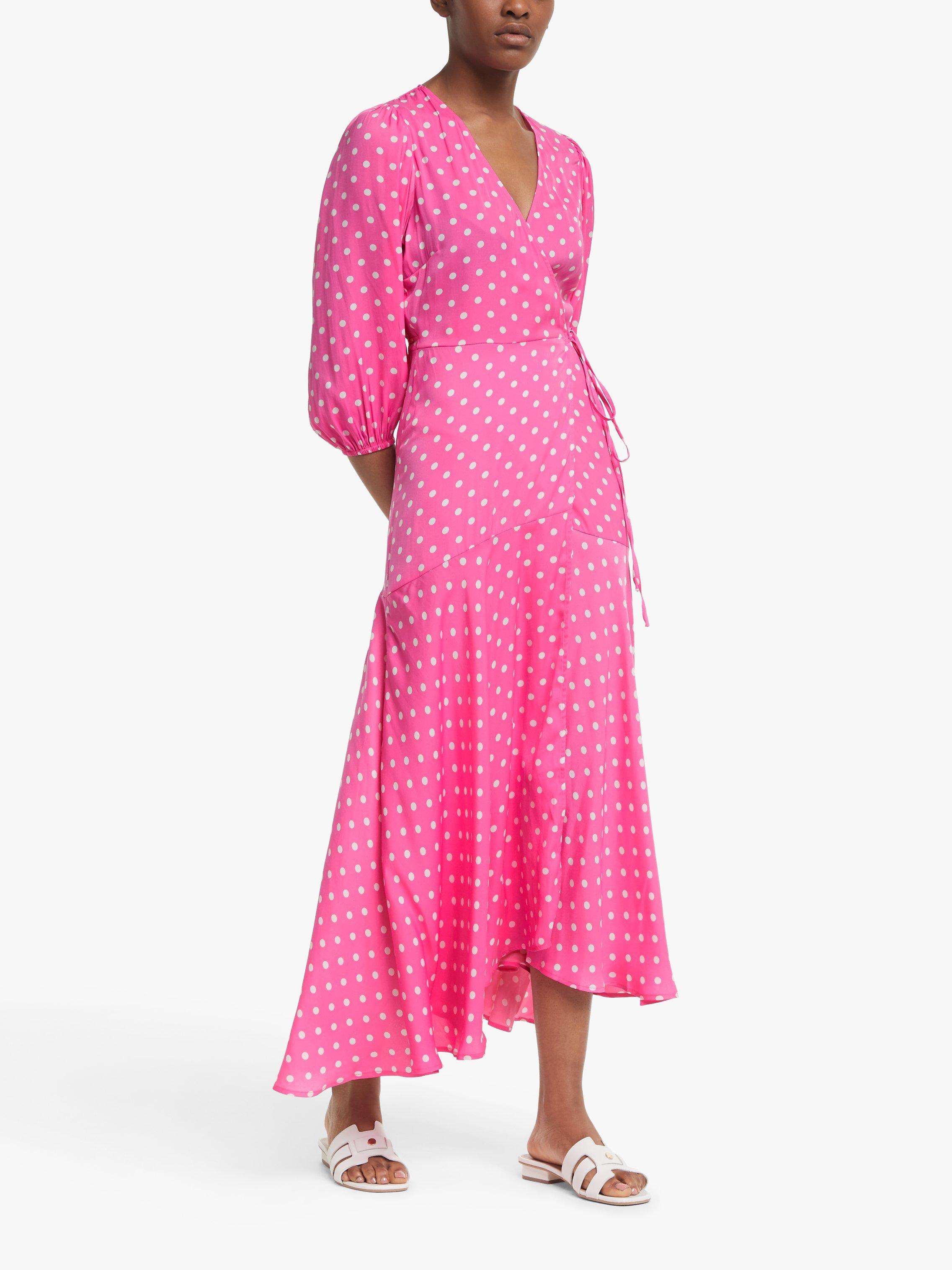 Essentiel Antwerp Spot Print Wrap Dress, Hardcore Pink