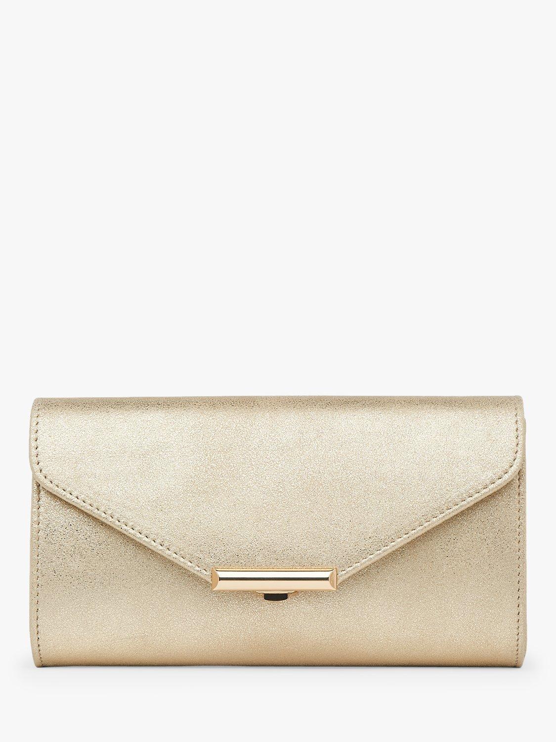 L.K.Bennett Lucy Envelope Leather Clutch Bag Gold