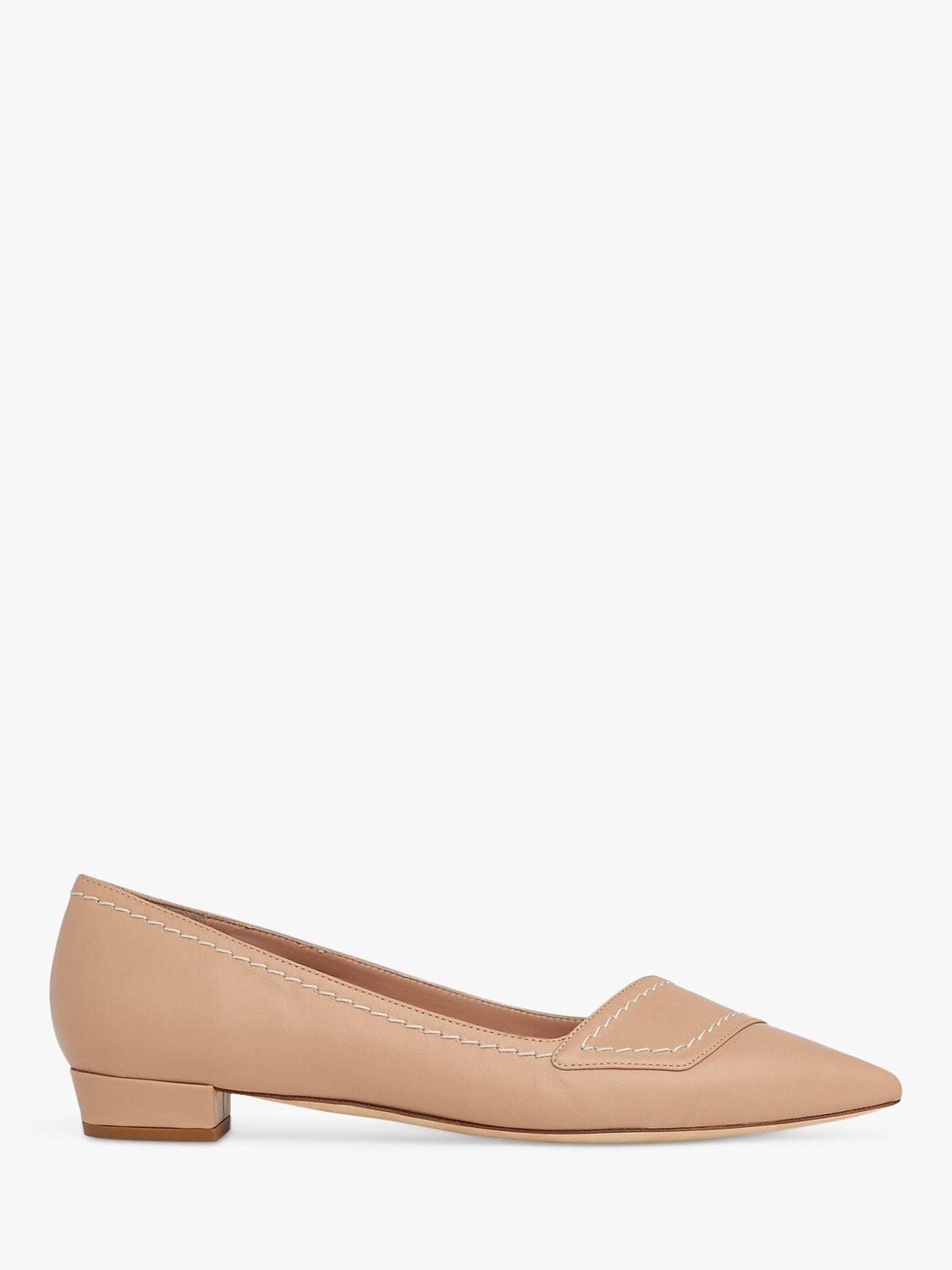 L.K.Bennett Polly Leather Pointed Toe Court Shoes, Nude, 2