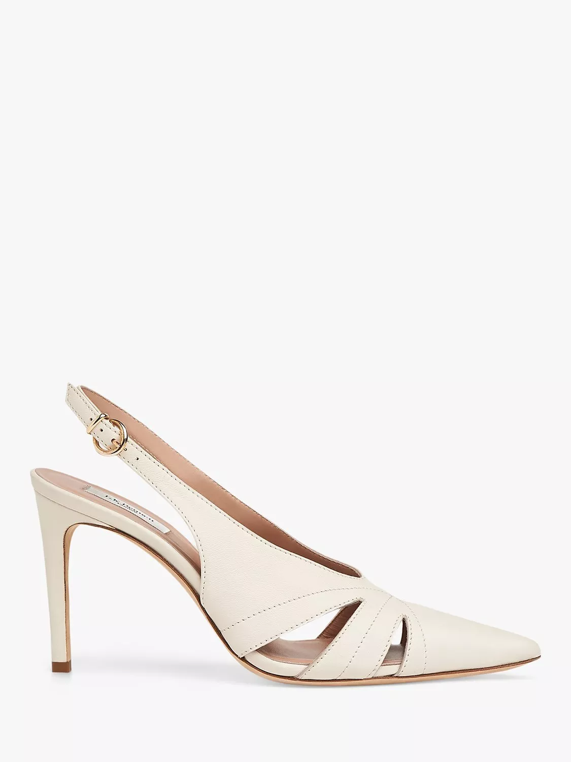 L.K.Bennett Helena Leather Pointed Toe Court Shoes Off White