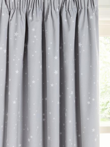 John Lewis Stardust Pencil Pleat Blackout Children's Curtains, Grey