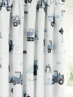 John Lewis Construction Print Pencil Pleat Blackout Children's Curtains, Multi, Multi