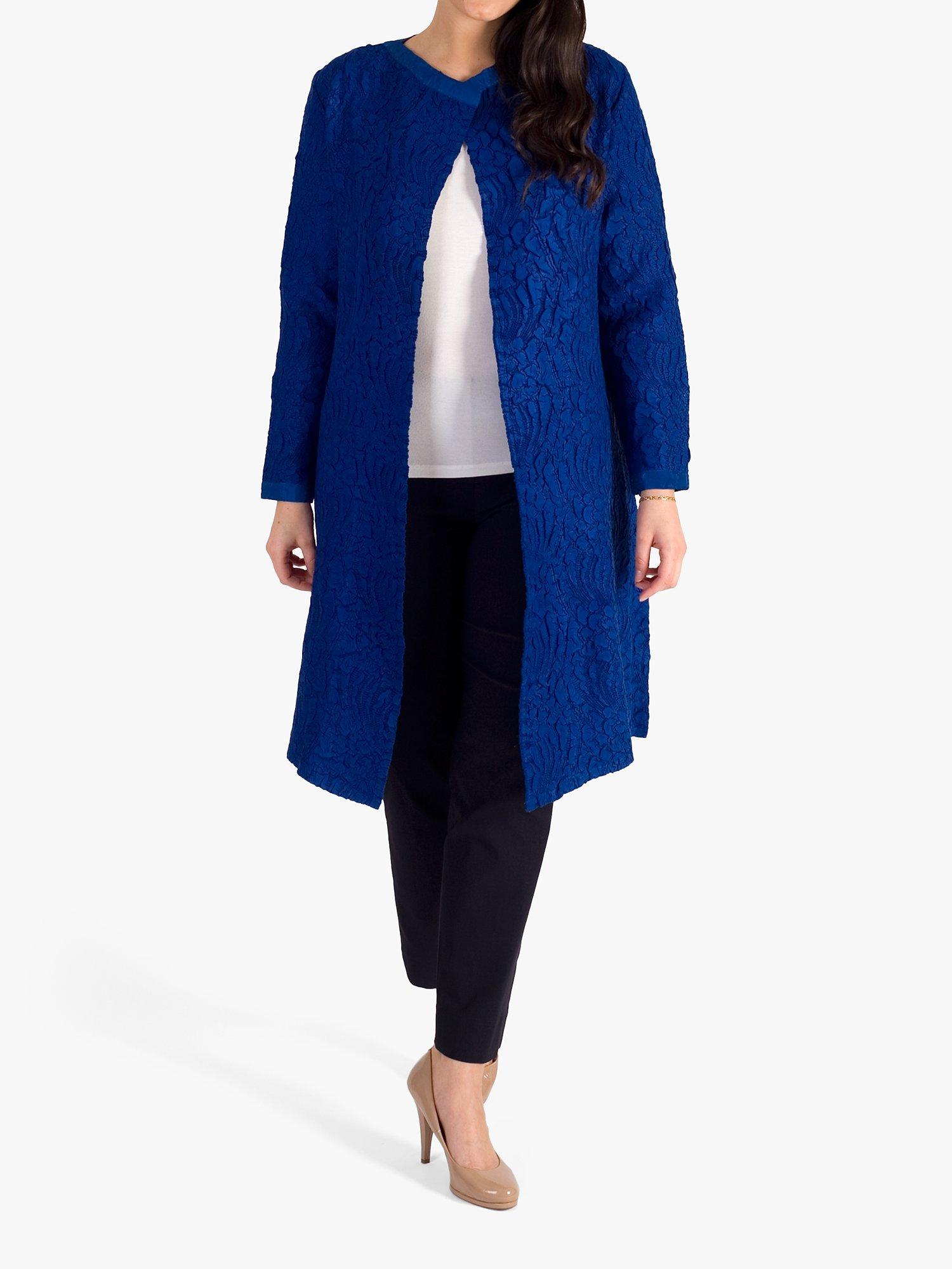 chesca Suedette Crush Flared Coat, Cobalt