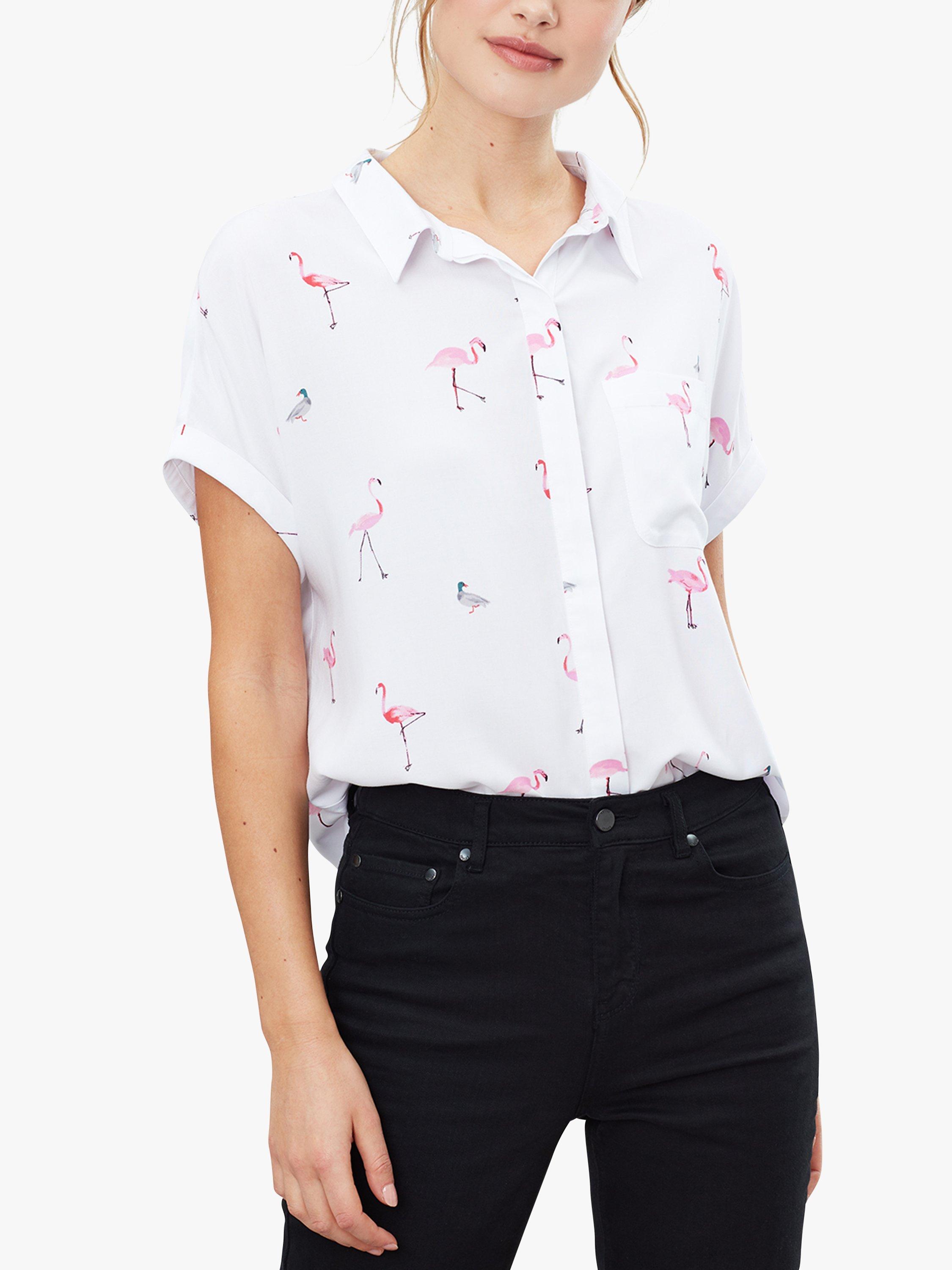 Joules Dela Flamingo Print Shirt White