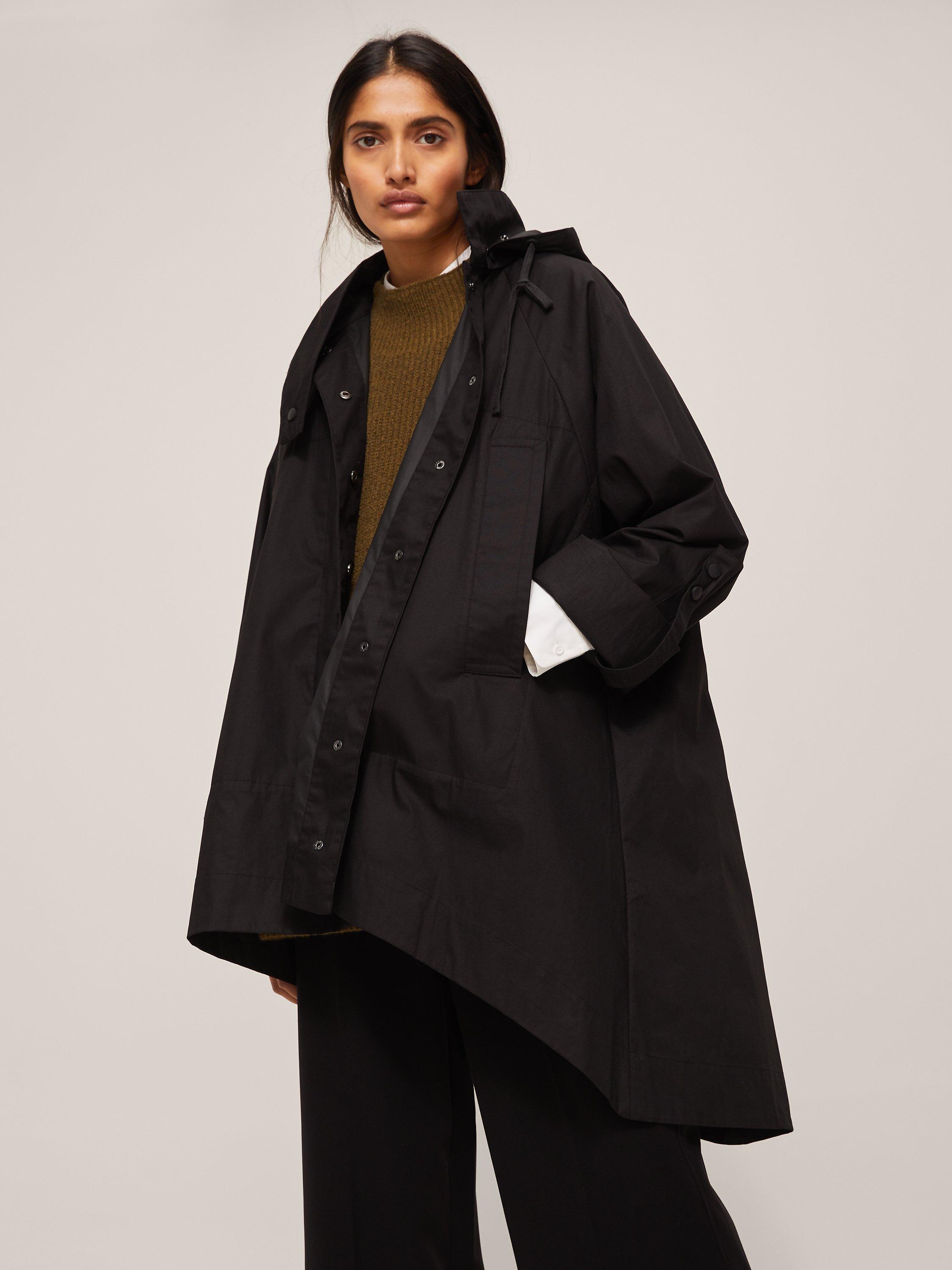 Kin Asymmetric Poncho Jacket Black