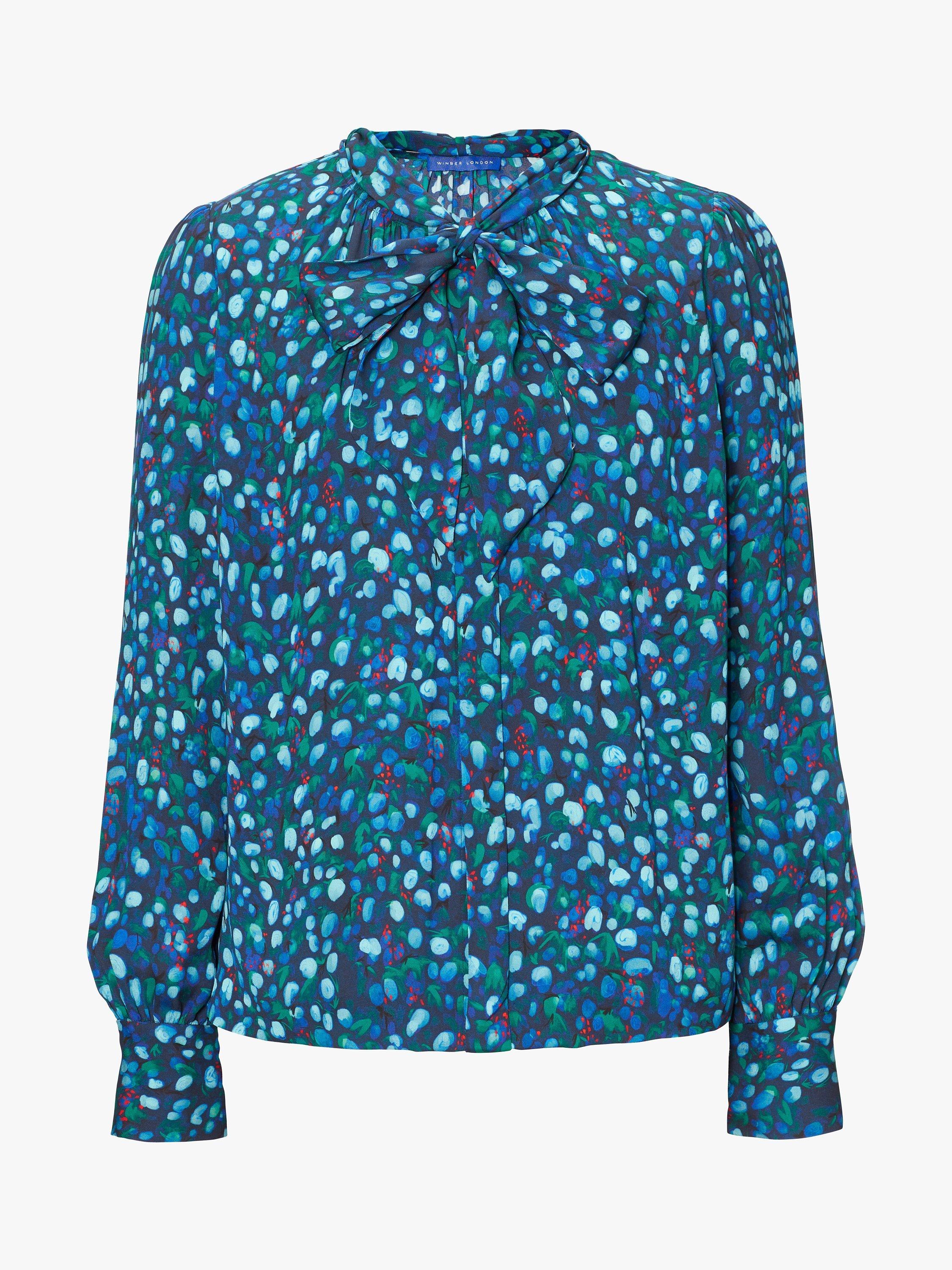 Winser London Rose Print Bow Neck Blouse