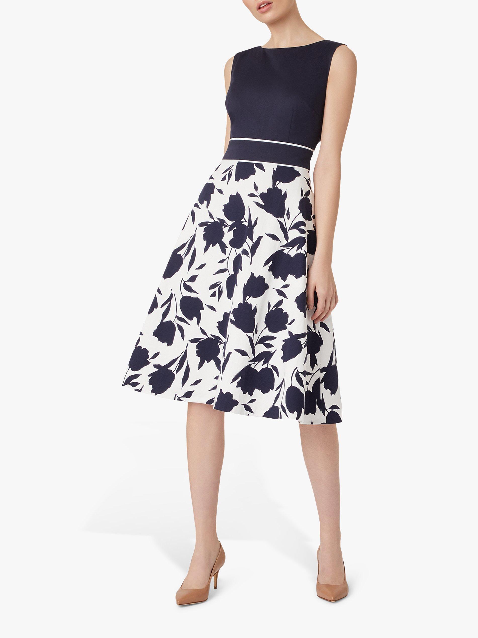 Hobbs Una Floral Dress, Midnight/Ivory