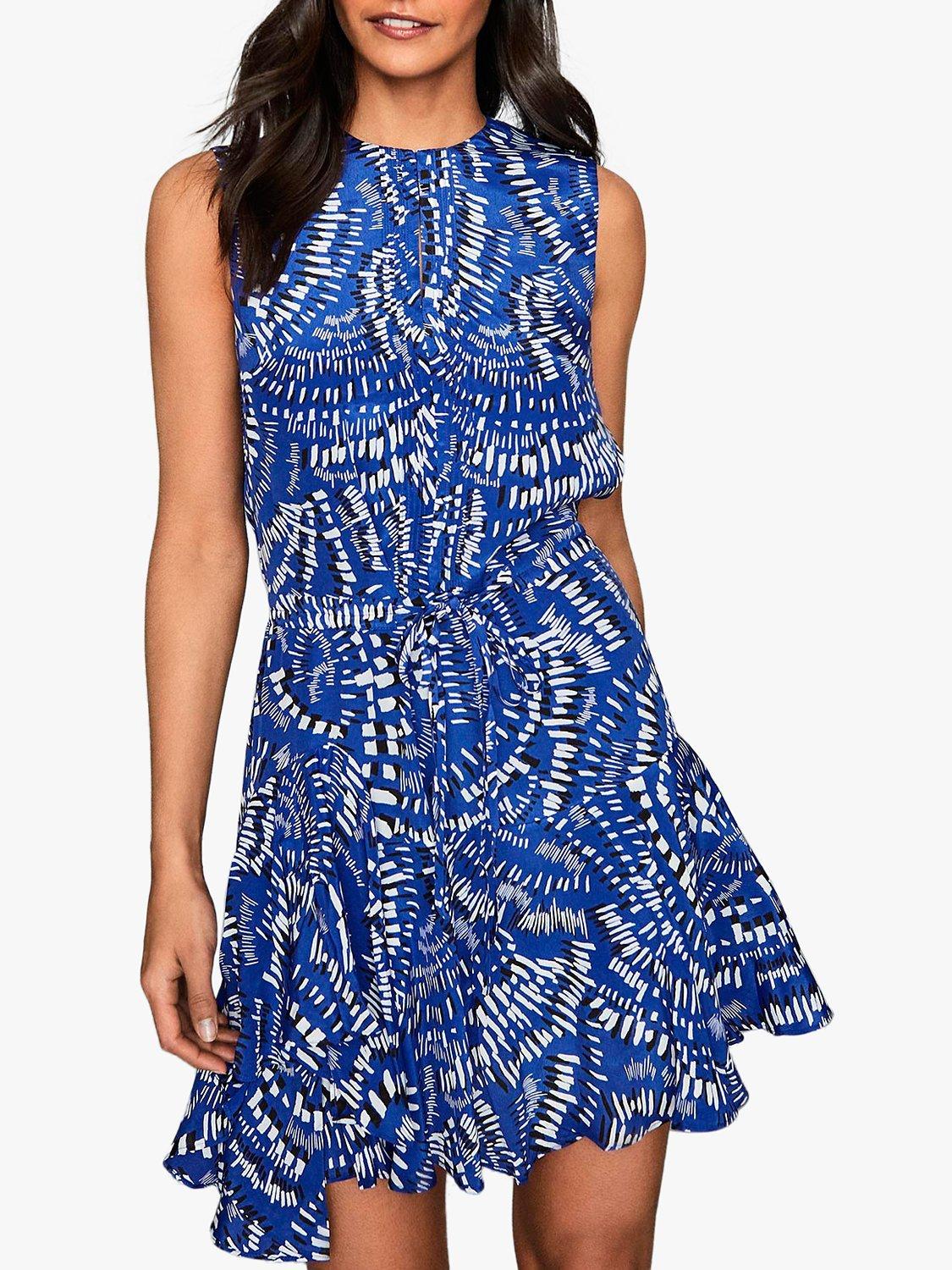 Reiss Elsie Geo Print Mini Dress Blue
