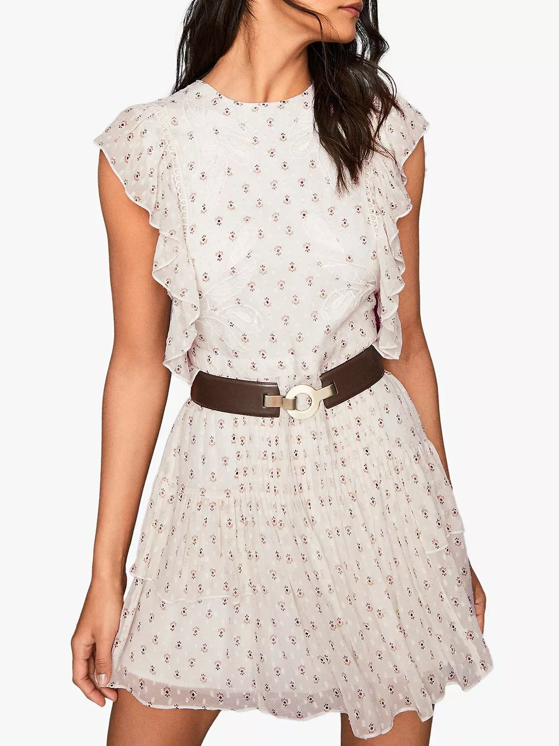 【海外限定】REISSワンピース☆Lucia Ruffle Mini Dress, Ivory Reiss Lucia Ruffle Mini Dress, Ivory Cream