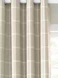 John Lewis Woven Check Pair Lined Eyelet Curtains, Putty