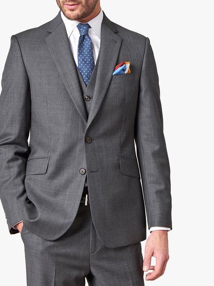 Jaeger Wool Regular Fit Texture Suit Jacket, Grey - view 2, Grey