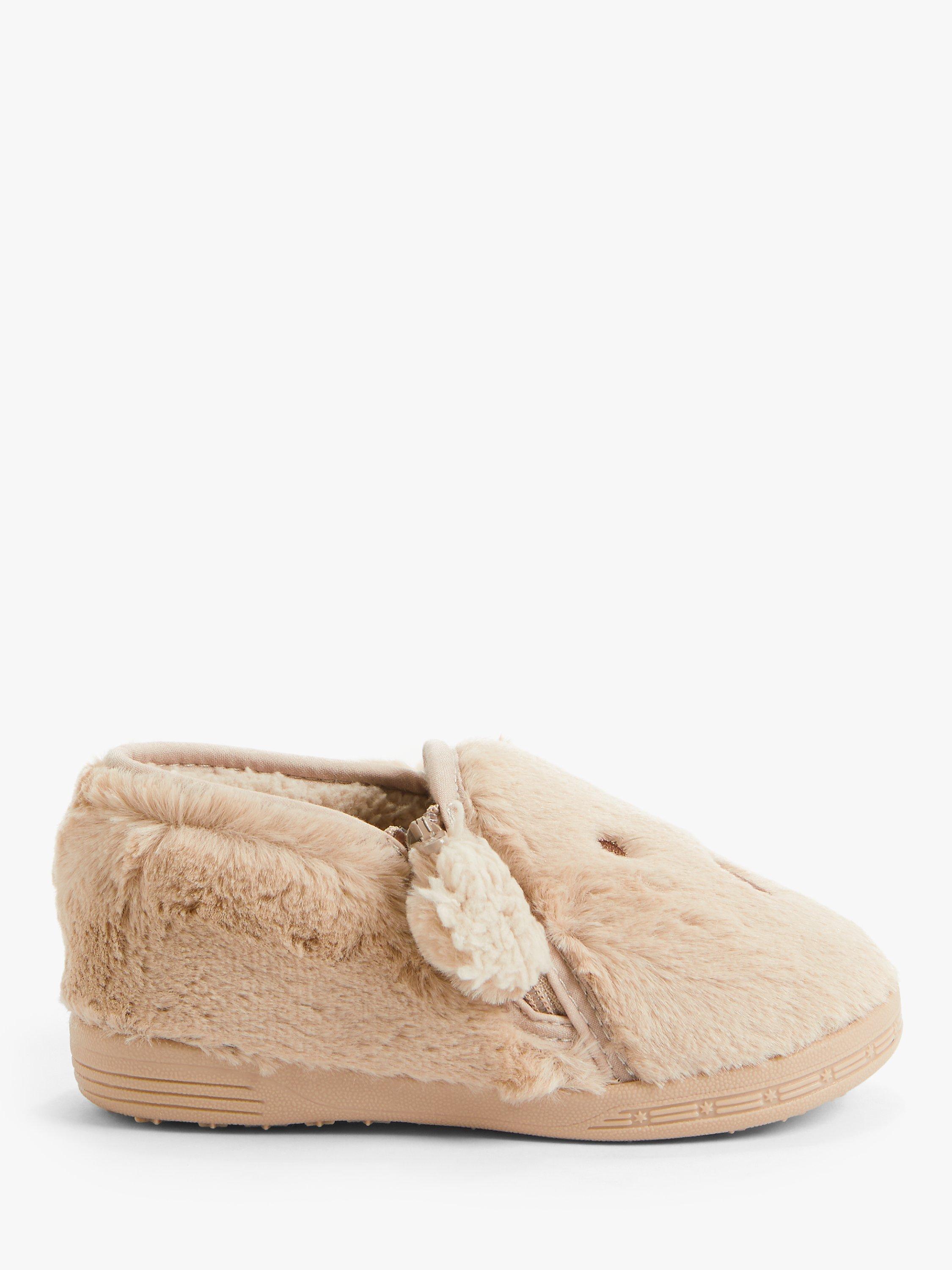 John Lewis & Partners Children's Teddy Bear Slippers, Brown