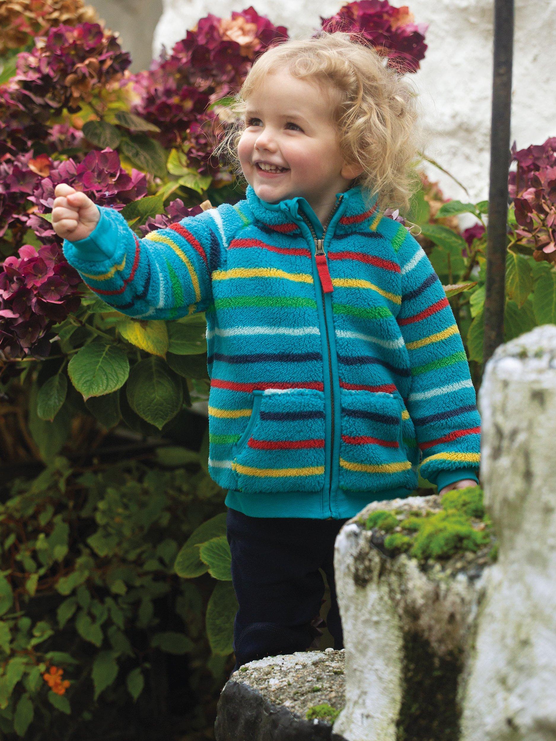 Frugi Baby Ted Zip-Through Fleece, Blue