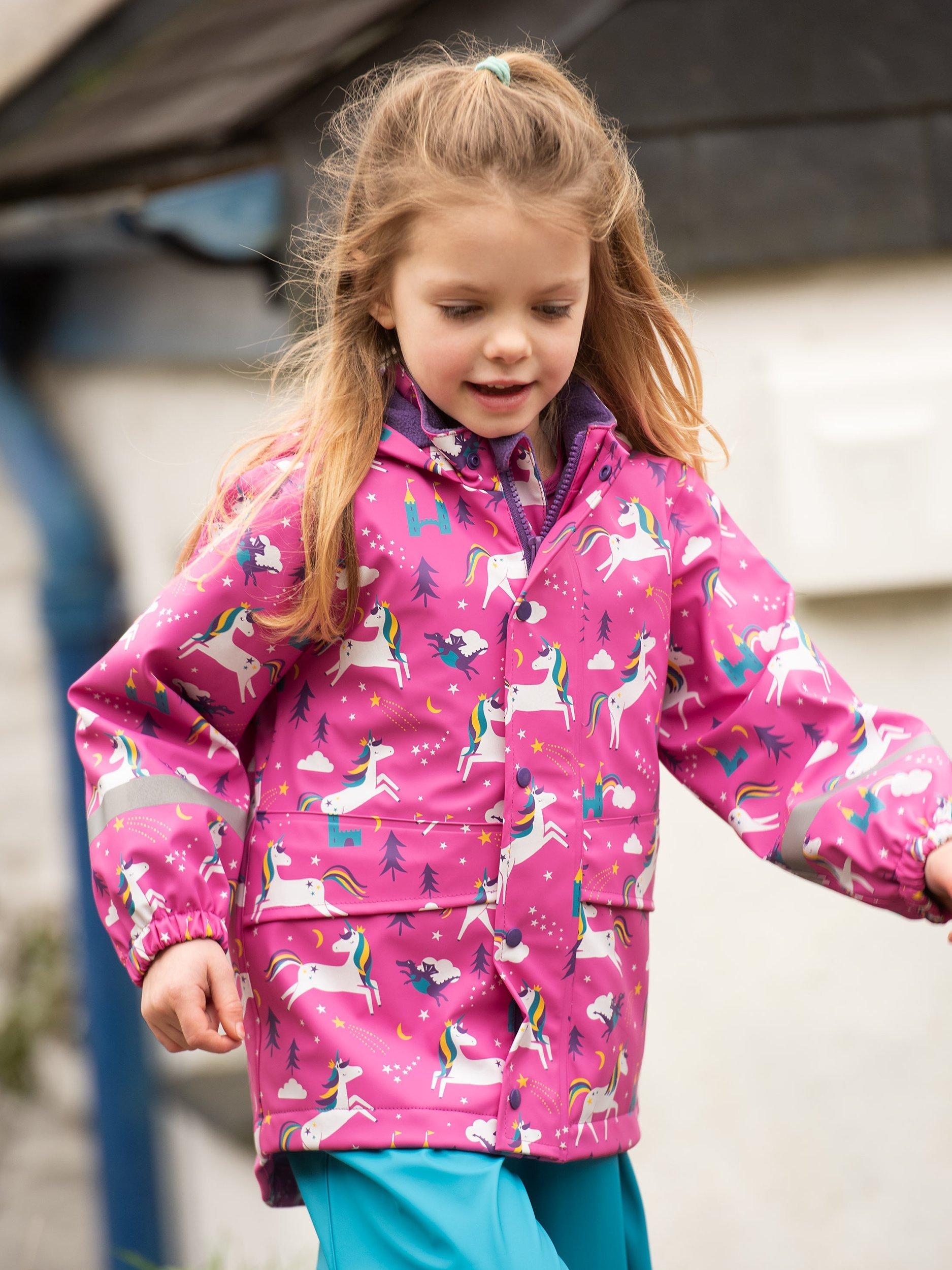 Frugi Children s Puddle Unicorn Coat Pink