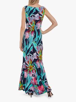 Gina Bacconi Gusta Maxi Dress, Navy/Pink - view 2, Navy/Pink