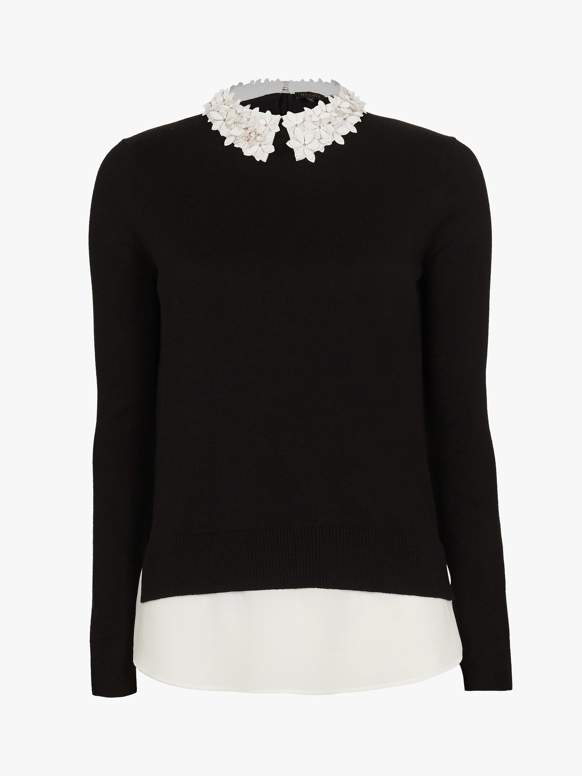 Ted Baker Nansea Floral Collar Jumper Black