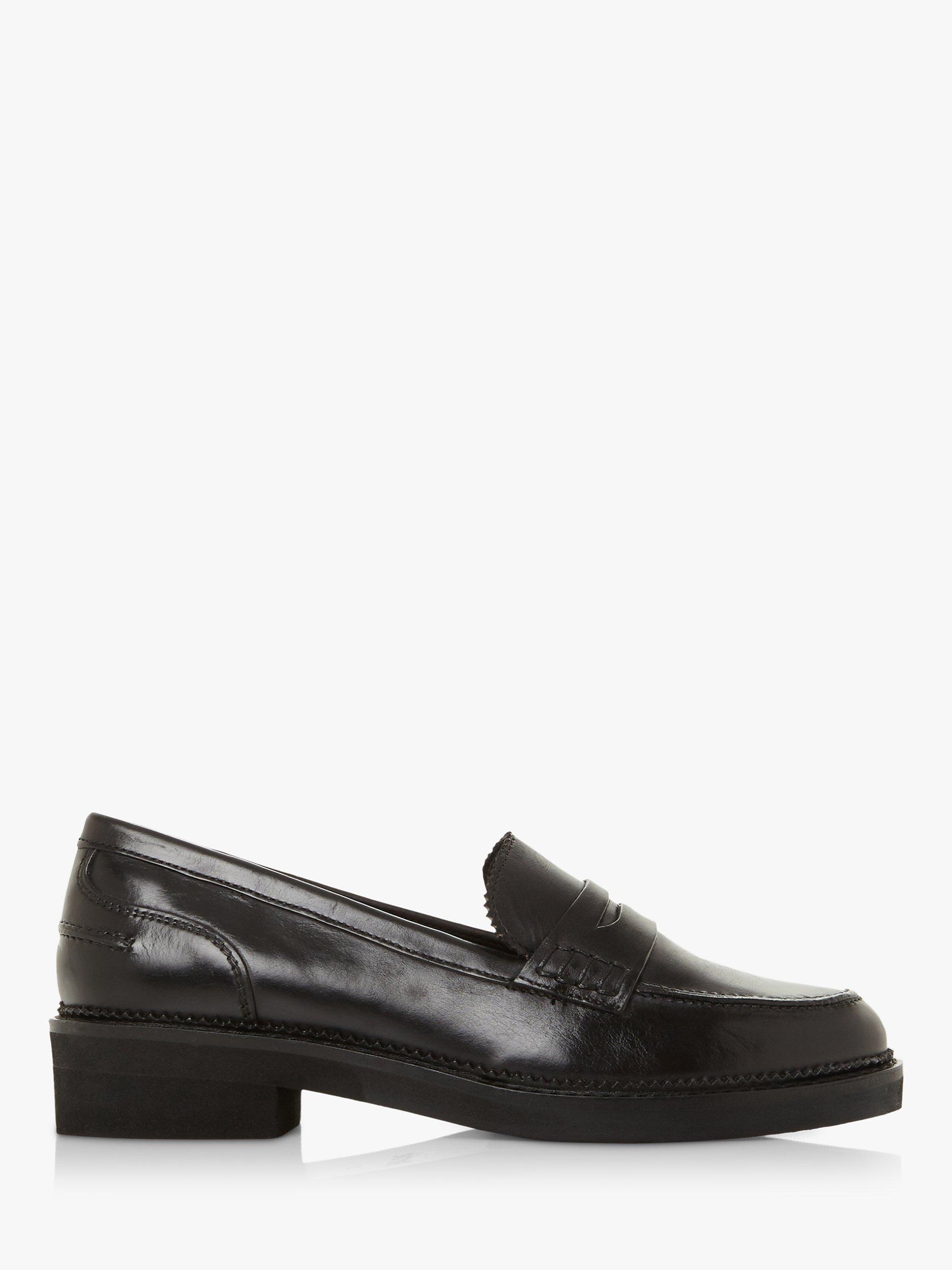 Bertie Genny Saddle Strap Leather Loafers, Black, 3