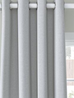 John Lewis Premium Faux Silk Slub Pair Blackout Lined Eyelet Curtains, Silver