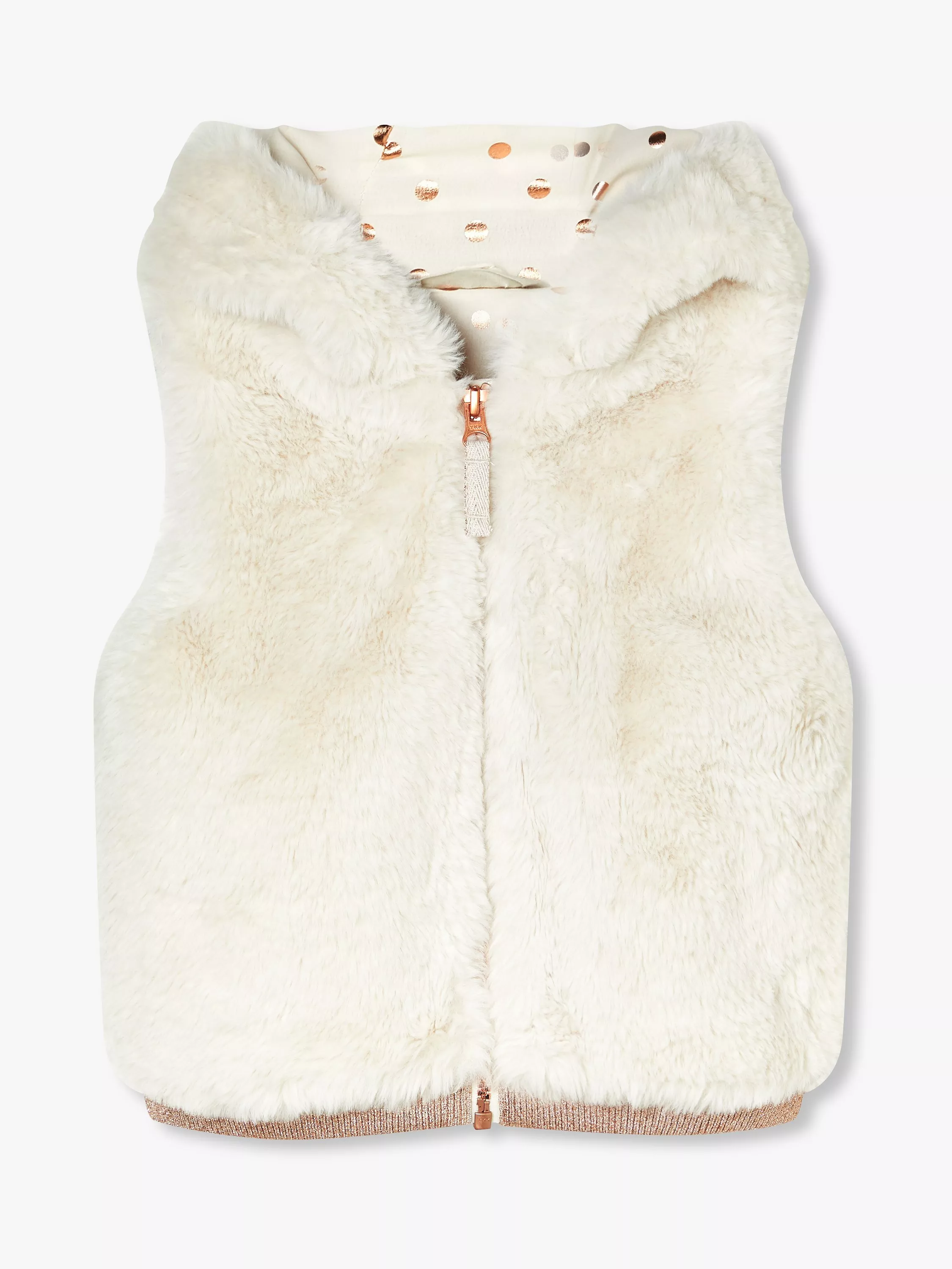 John Lewis Partners Girls Sporty Faux Fur Gilet Cream