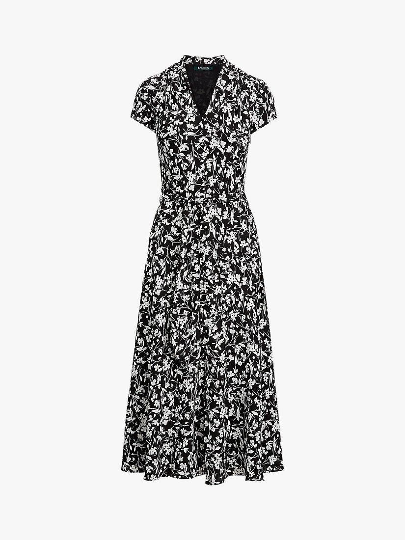 ralph lauren black and white floral dress Lauren Amit Print Dress, Polo Black/Silk satin asymmetrical sleeveless mini