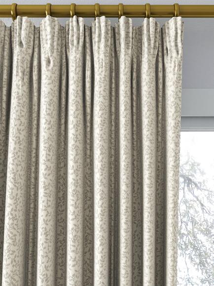 John Lewis Ivy Leaf Weave Pair Lined Pencil Pleat Curtains, Putty