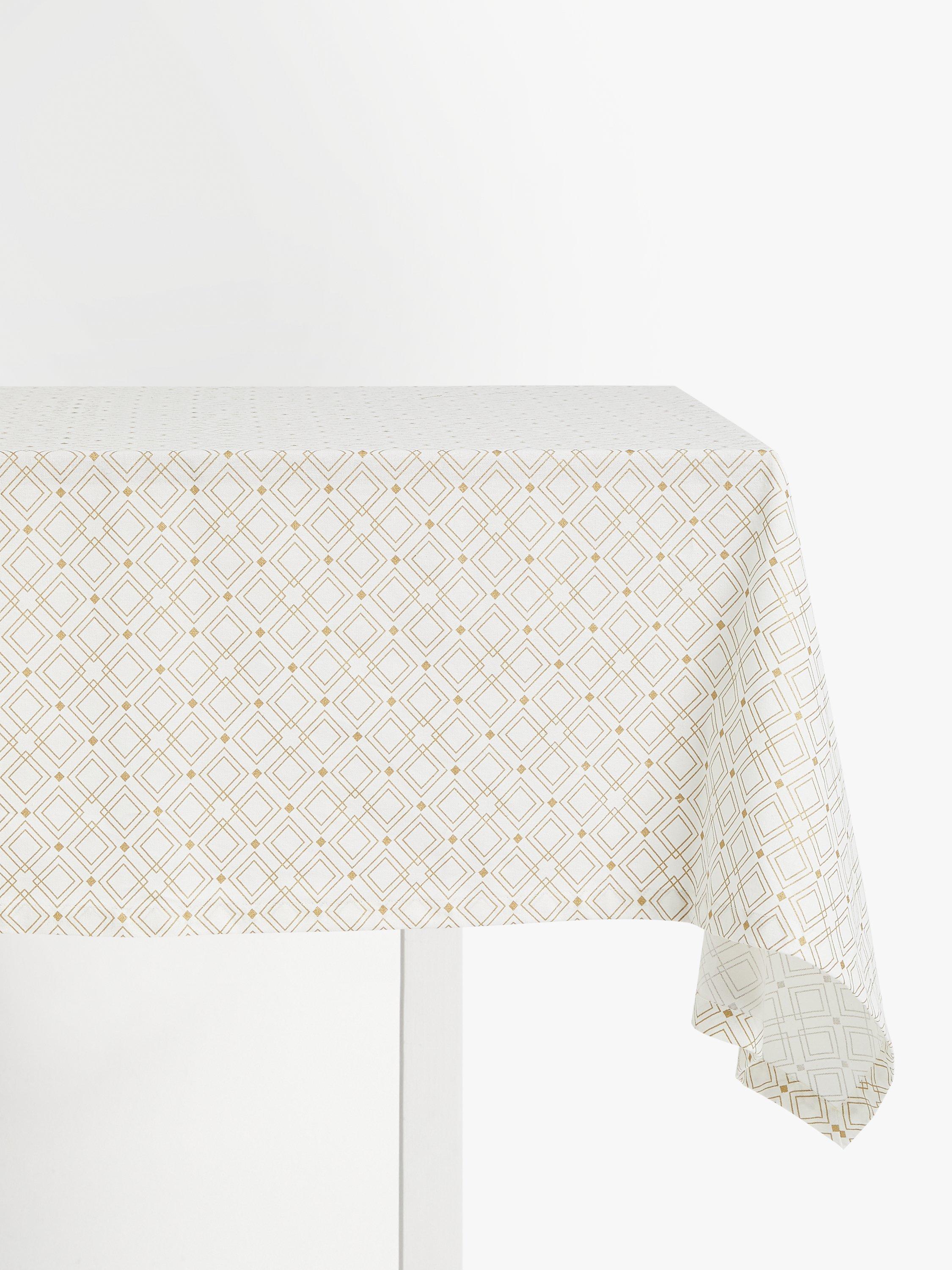 John Lewis Art Deco Cotton Tablecloth, Gold