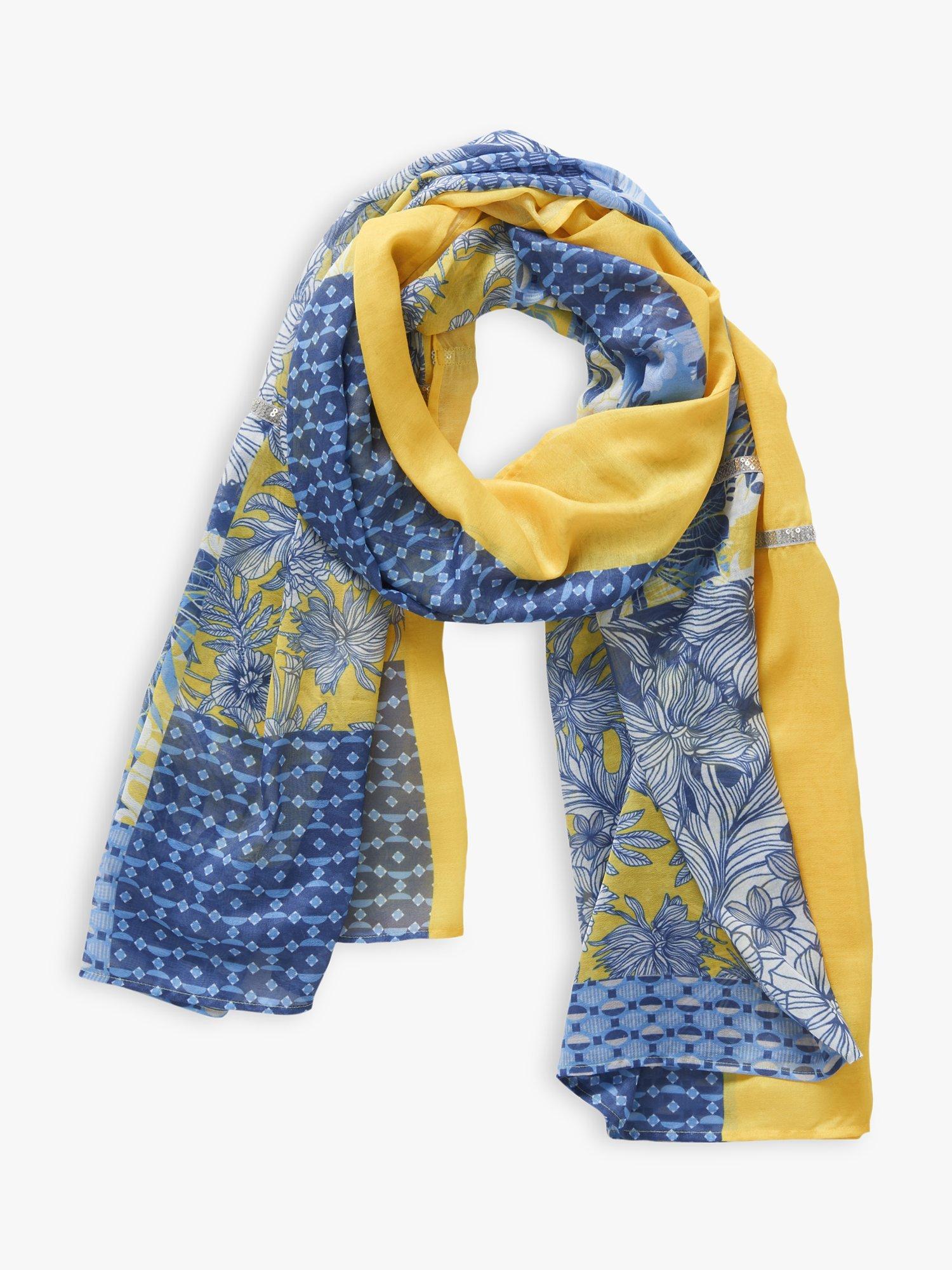 Betty Barclay Floral Print Scarf, Blue/Cream