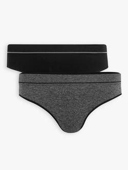 John Lewis 2 Pack Bella Bikini Knickers, Black/Grey, Black/Grey