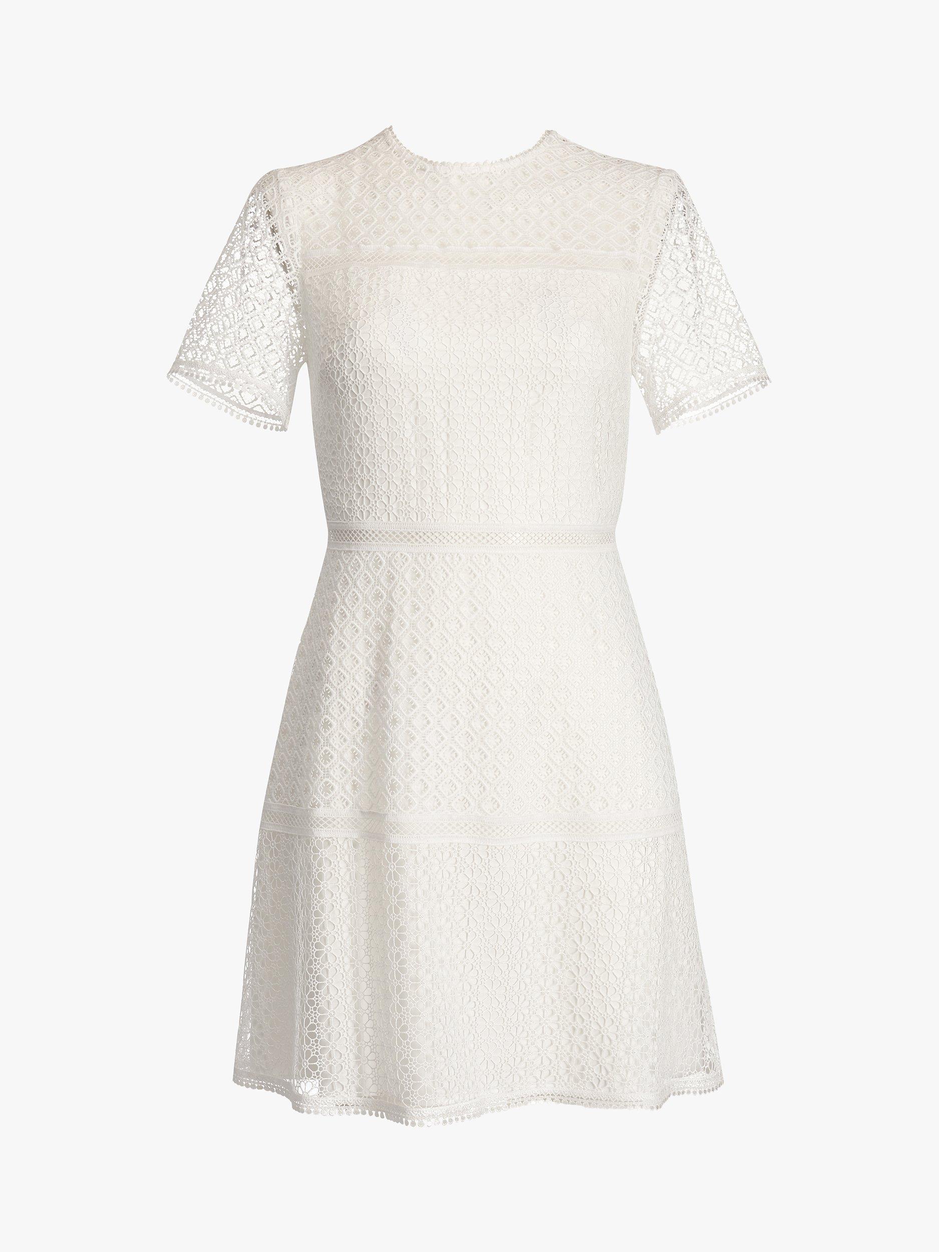 Ted Baker Allara Short Sleeved Lace Mini Dress, Natural Ivory