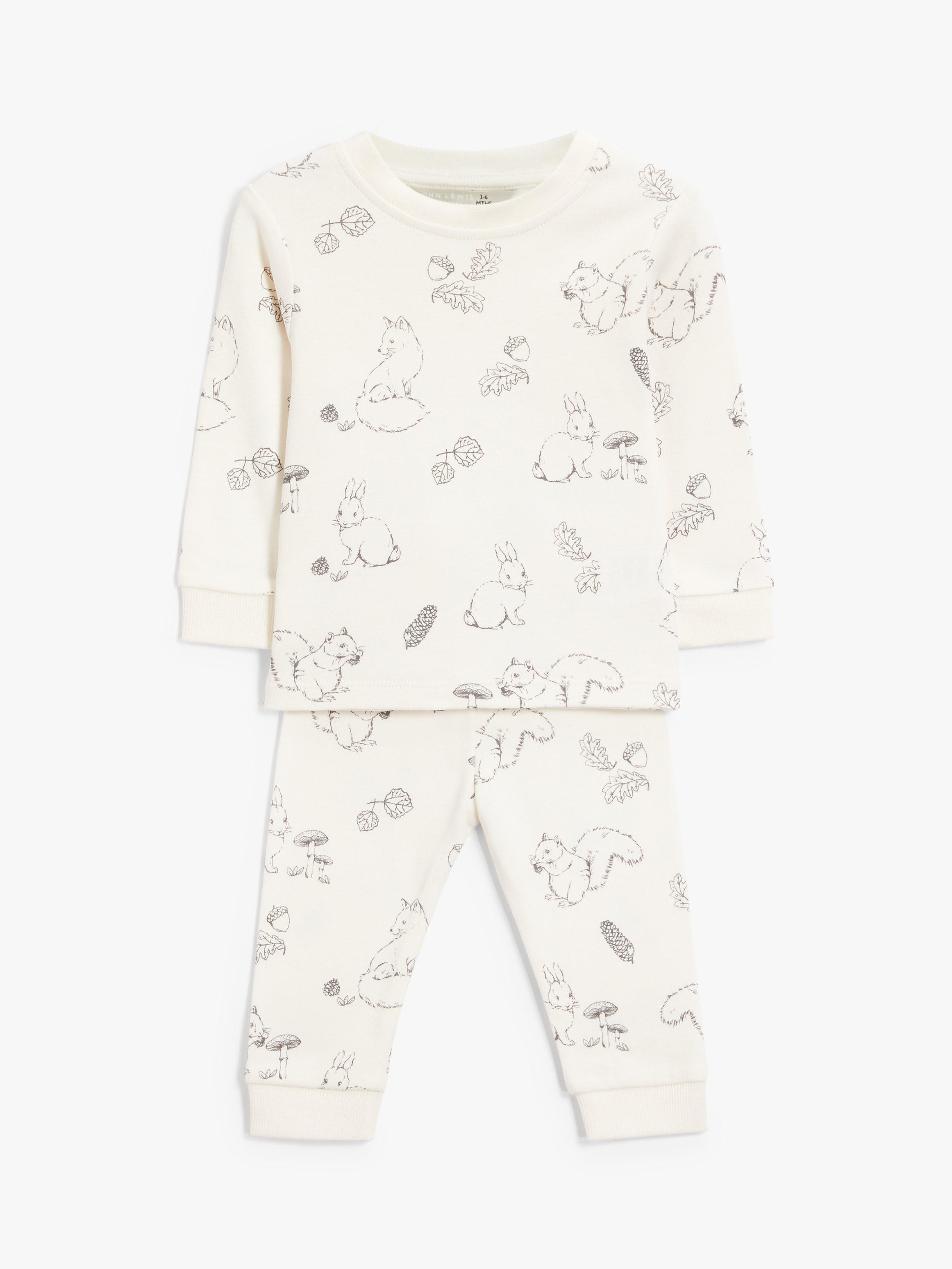 John Lewis & Partners Baby Bunny Print Pyjamas, Cream, 18-24 months