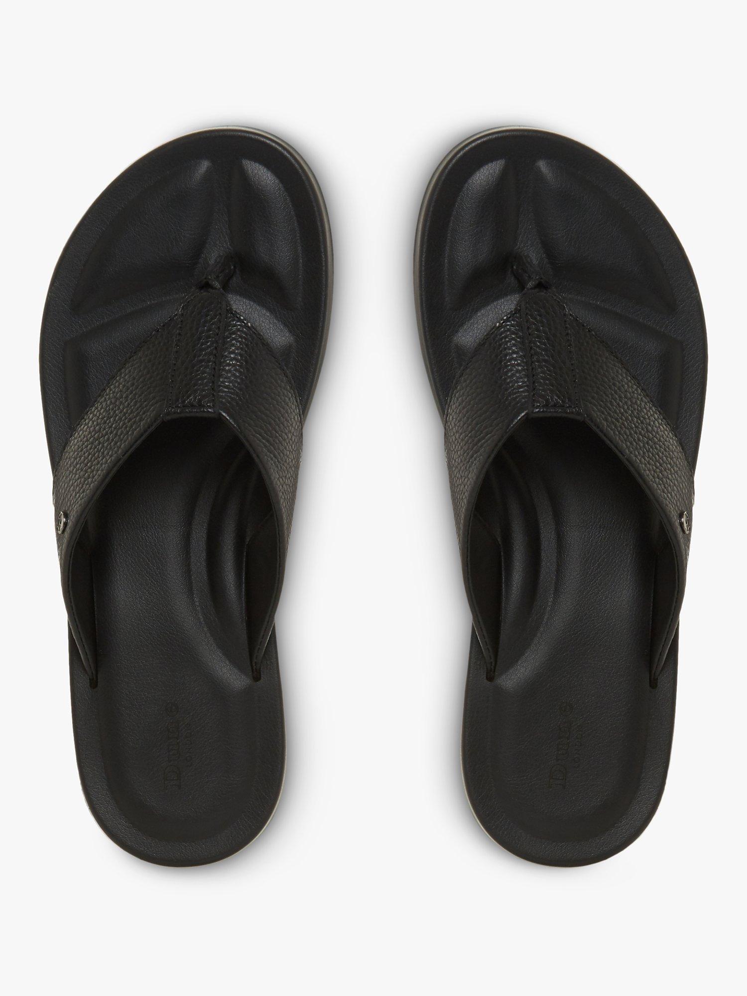 Dune Fredss Toe Post Leather Flip Flops, Black