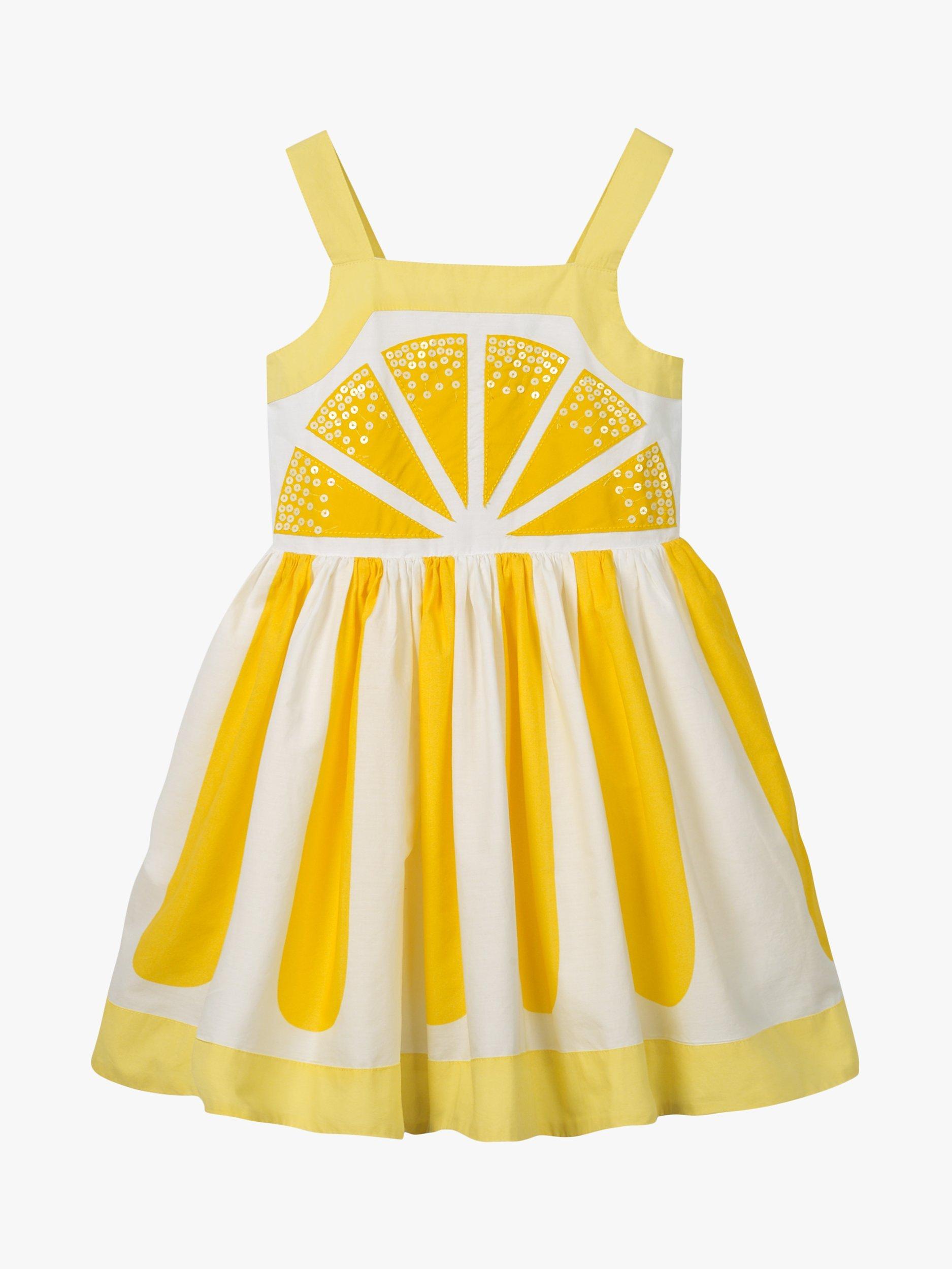 Mini Boden Girls' Lemon Embellished Dress, Yellow