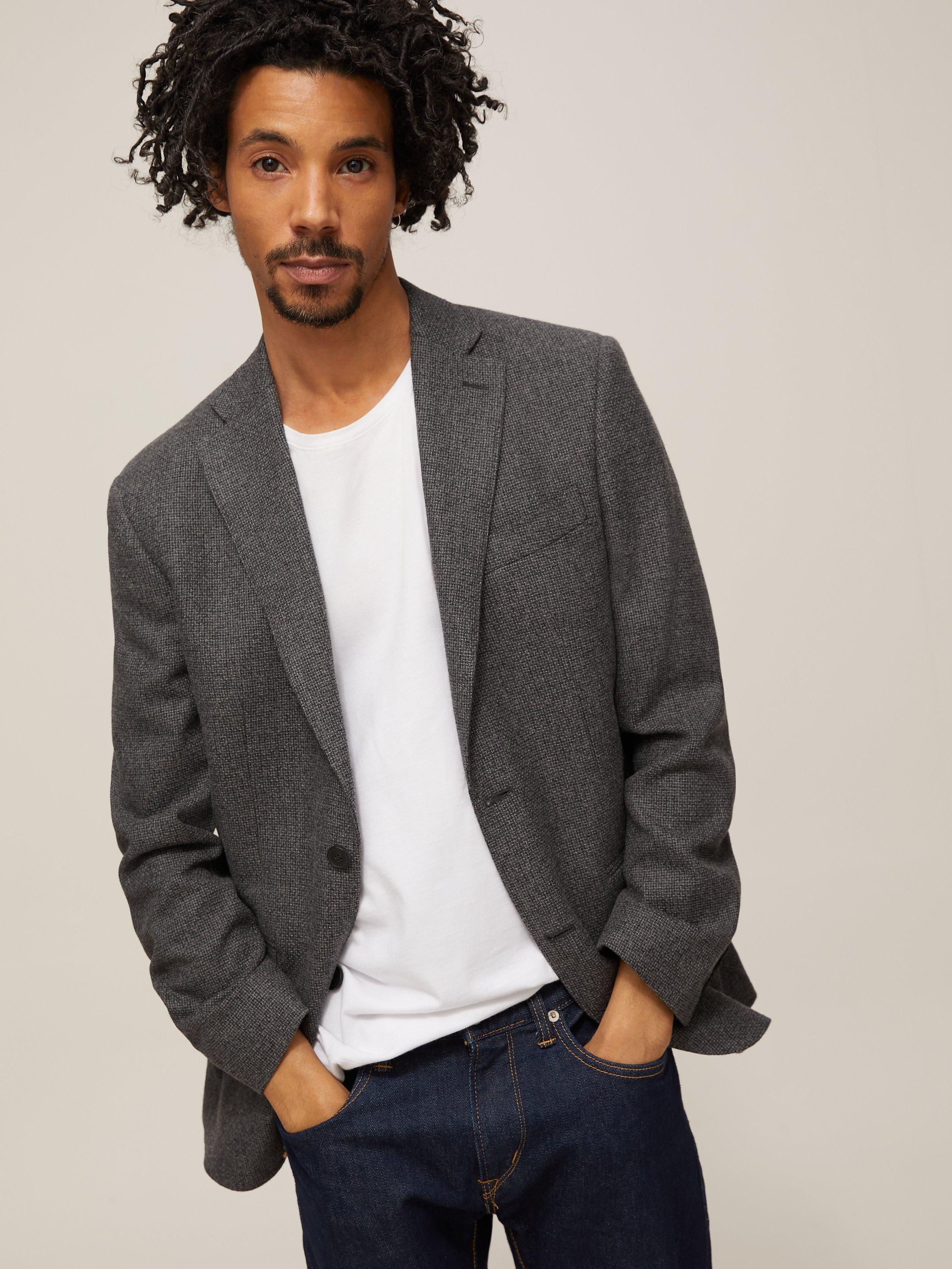 John Lewis & Partners Wool Basketweave Blazer, Grey