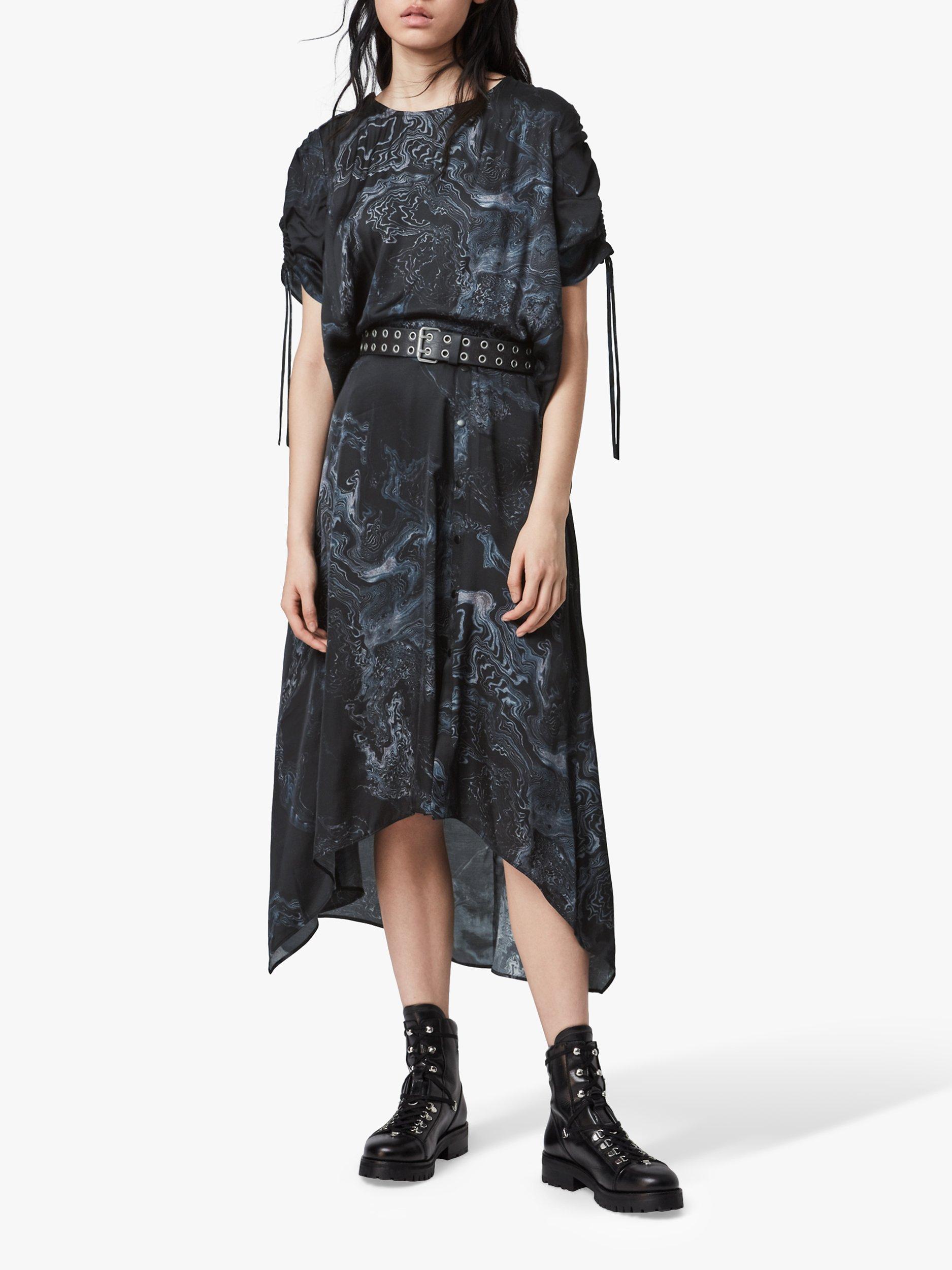 AllSaints Rafaela Hatsukoi Abstract Midi Dress, Oil Black