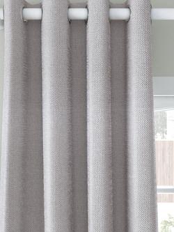 John Lewis Basket Weave Pair Blackout/Thermal Lined Eyelet Curtains, Blue Grey