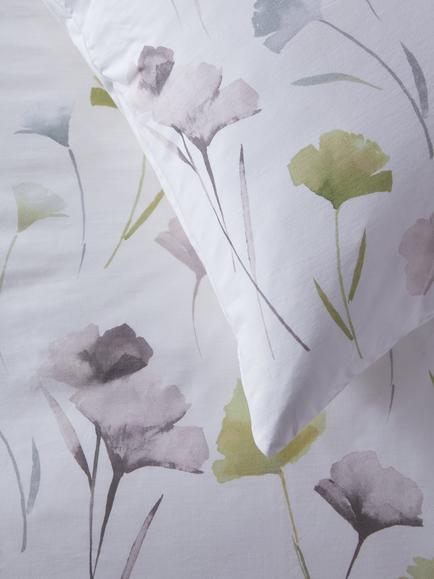 John Lewis Gingko Panel Pure Cotton Sateen Duvet Cover Set, 220 Thread Count - view 2, Green