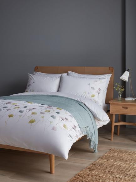 John Lewis Gingko Panel Pure Cotton Sateen Duvet Cover Set, 220 Thread Count, Green