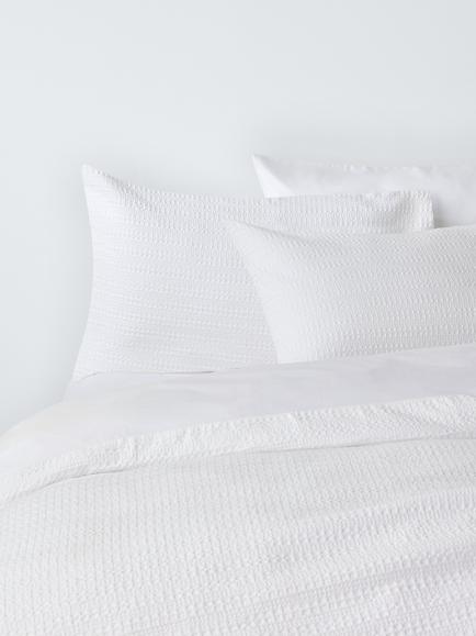 John Lewis Stripe Waffle Bedding, White