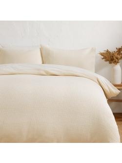 John Lewis Stripe Waffle Bedding - view 2, White