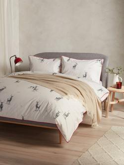 John Lewis Stag Scene Duvet Cover Set - view 2, White / Grey