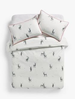 John Lewis Stag Scene Duvet Cover Set, White / Grey